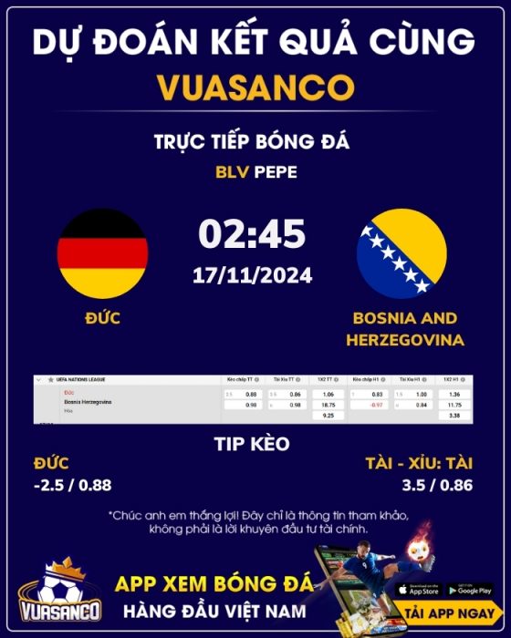 Soi kèo Đức vs Bosnia and Herzegovina – 02h45 – 17/11 – Nations League