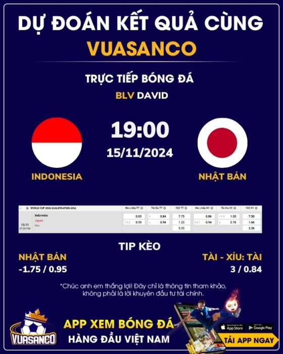 Soi kèo Indonesia vs Nhật Bản – 19h00 – 15/11 – VL World Cup Châu Á