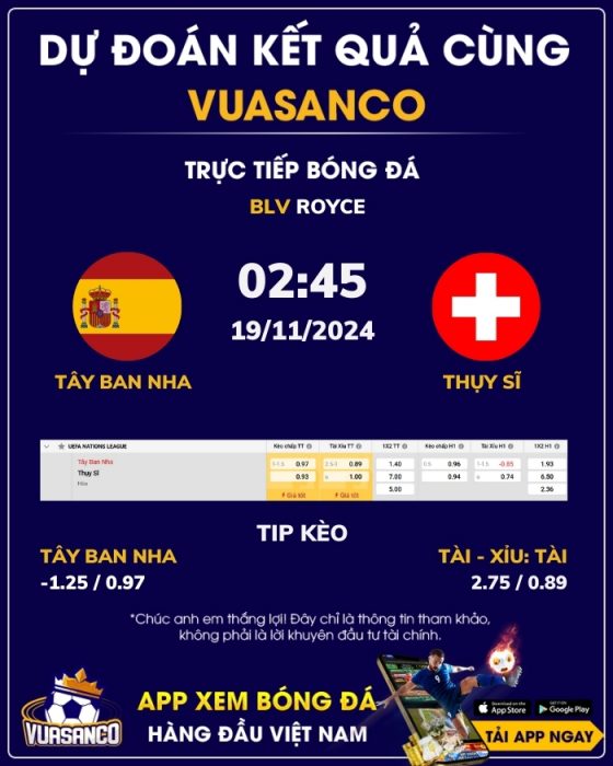 Soi kèo Tây Ban Nha vs Thụy Sĩ – 02h45 – 19/11 – Nations League