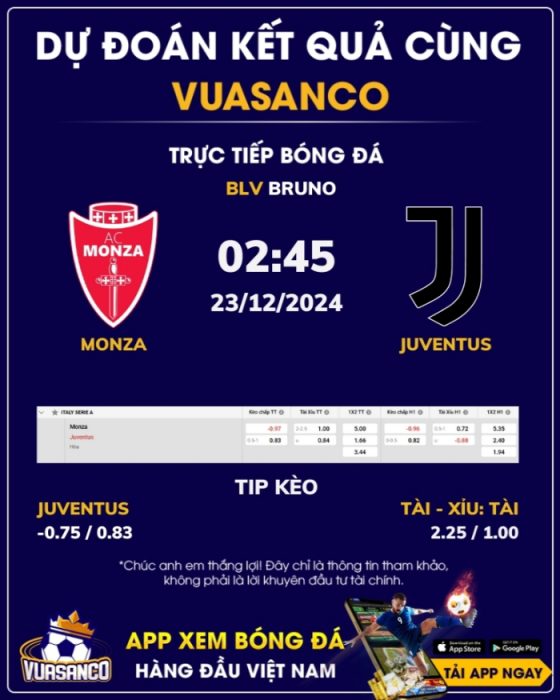 Soi kèo Monza vs Juventus – 02h45 – 23/11 – Serie A