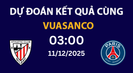Soi kèo Athletic Bilbao vs PSG – 03h00 – 11/12/2025 – Champions League 
