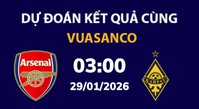 Soi kèo Arsenal vs Kairat Almaty – 03h00 – 29/01 – Champions League